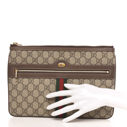Gucci GG Supreme Monogram Large Ophidia Pouch Clutch Brown 2 of 8