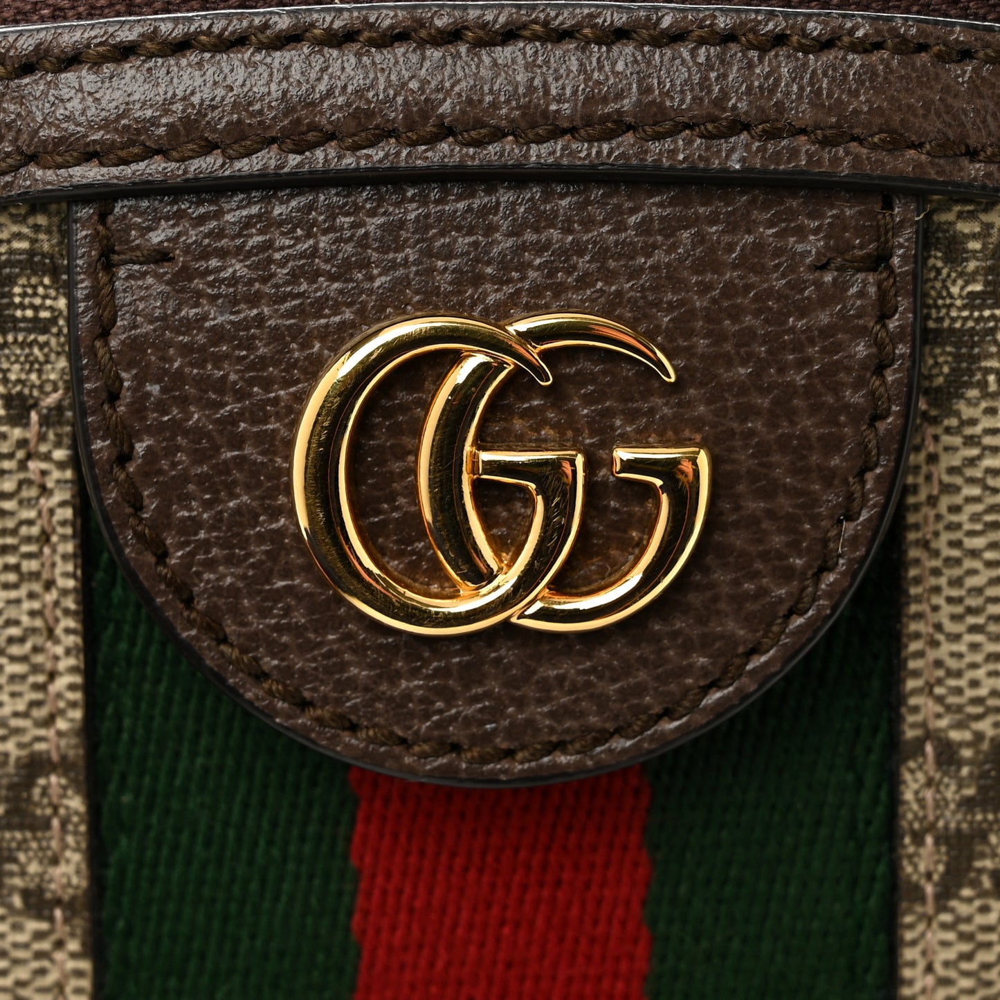 GG Supreme Monogram Textured Dollar Calfskin Web Small Ophidia Dome Shoulder Bag Beige Ebony New Acero