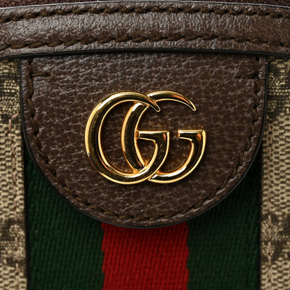 Gucci GG Supreme Monogram Textured Dollar Calfskin Web Small Ophidia Dome Shoulder Bag Beige Ebony New Acero 12 of 13