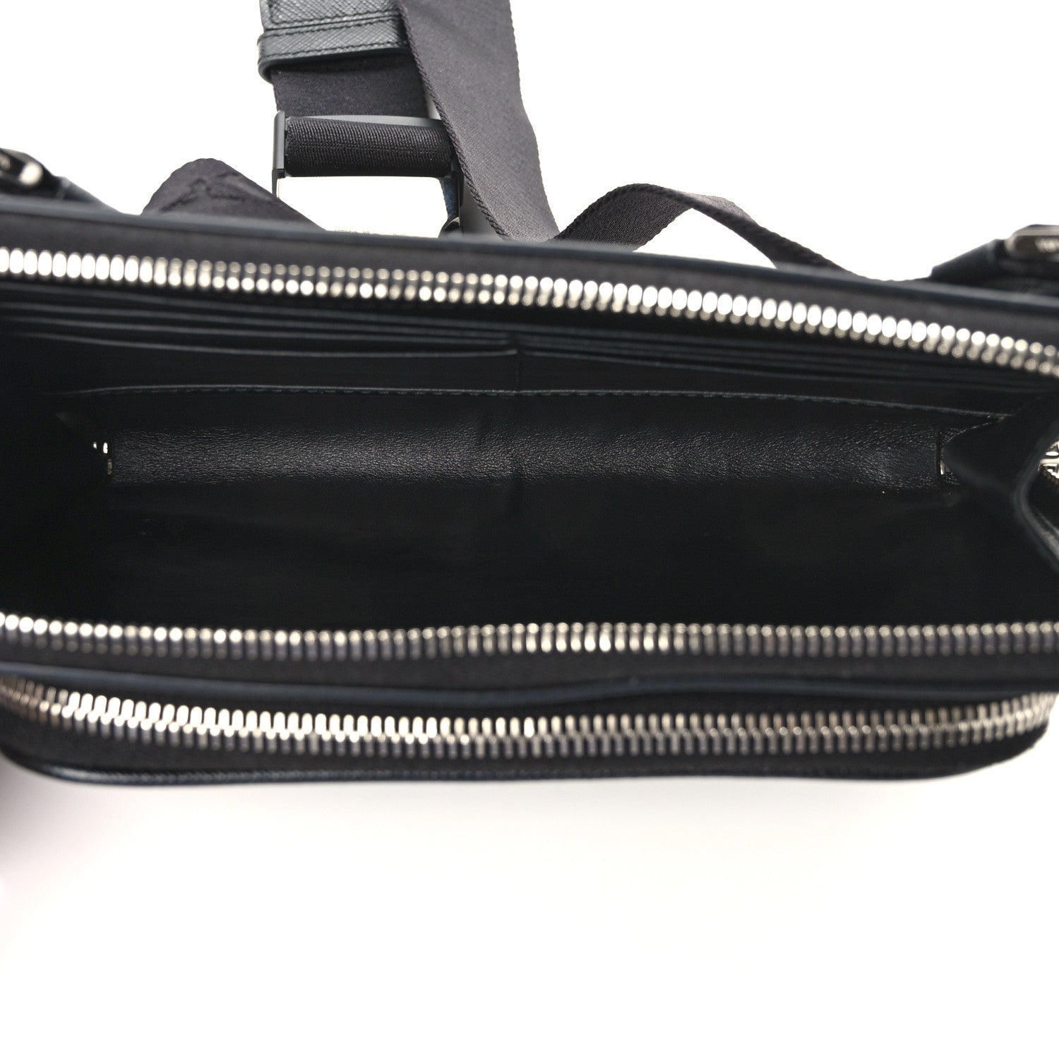 Prada Saffiano Travel Double Zip Crossbody Belt Bag Black 5 of 13