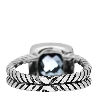 David Yurman Sterling Silver Diamond Blue Topaz 7mm Petite Albion Ring 50 5.25 4 of 5
