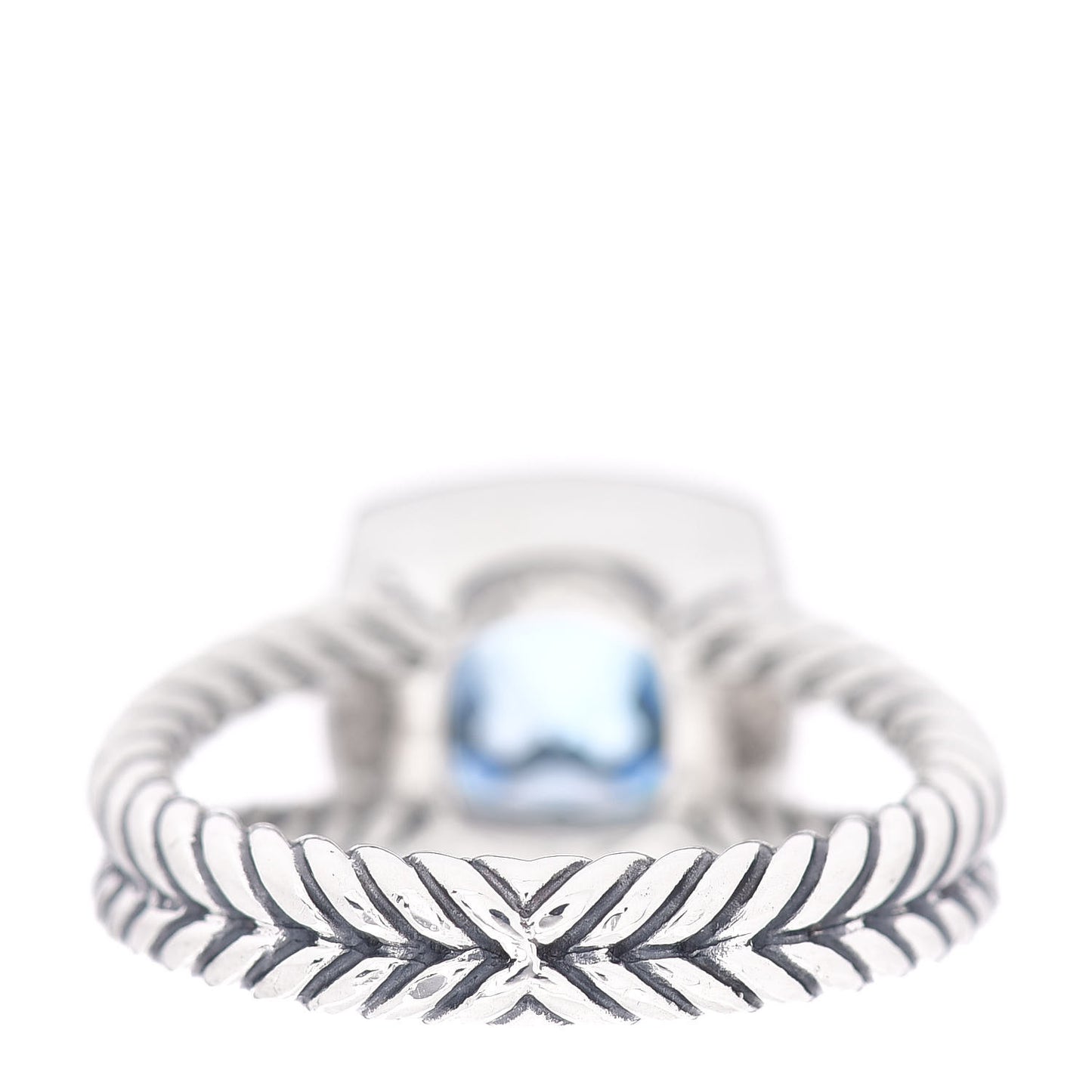 Sterling Silver Diamond Blue Topaz 7mm Petite Albion Ring 51 5.75