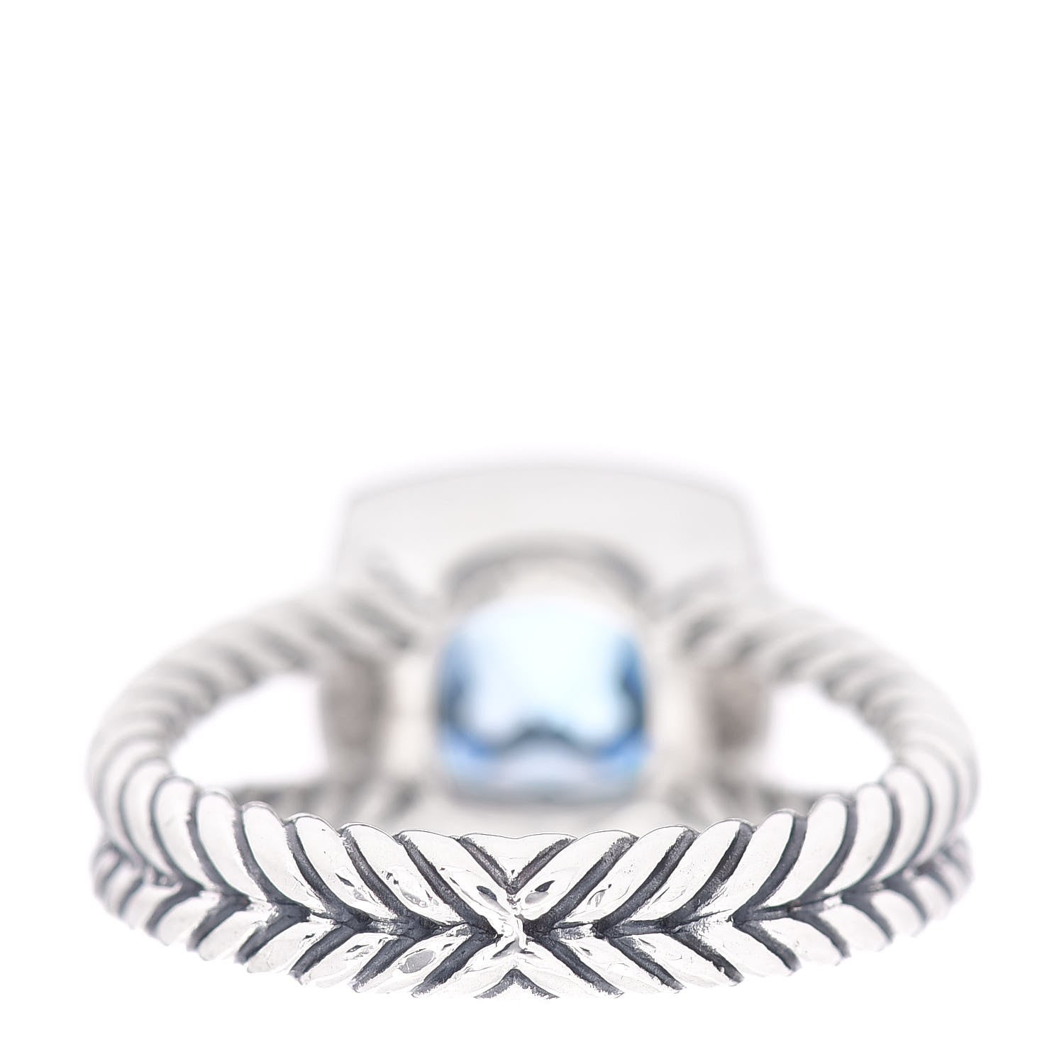 David Yurman Sterling Silver Diamond Blue Topaz 7mm Petite Albion Ring 51 5.75 4 of 5