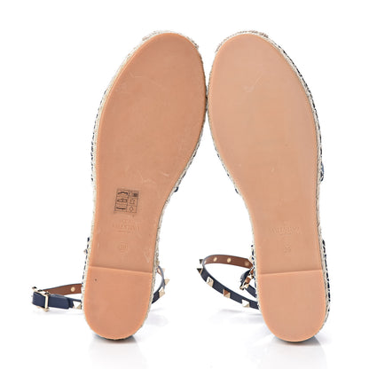 Valentino Garavani Denim Rockstud Ankle Wrap Espadrille 20mm Flats 39 Light Denim 7 of 8