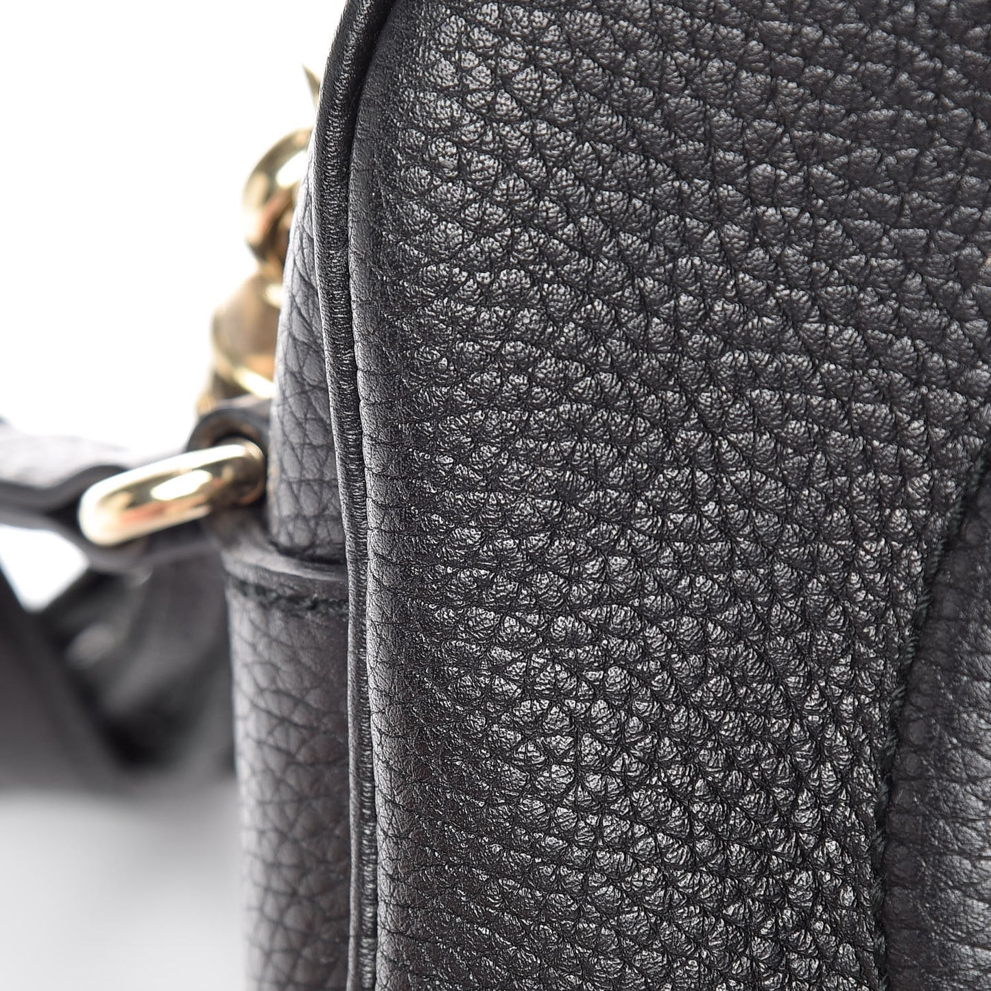 Pebbled Calfskin Small Soho Disco Bag Black