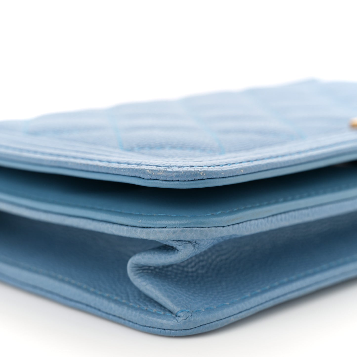 Caviar Quilted Boy Wallet On Chain WOC Blue