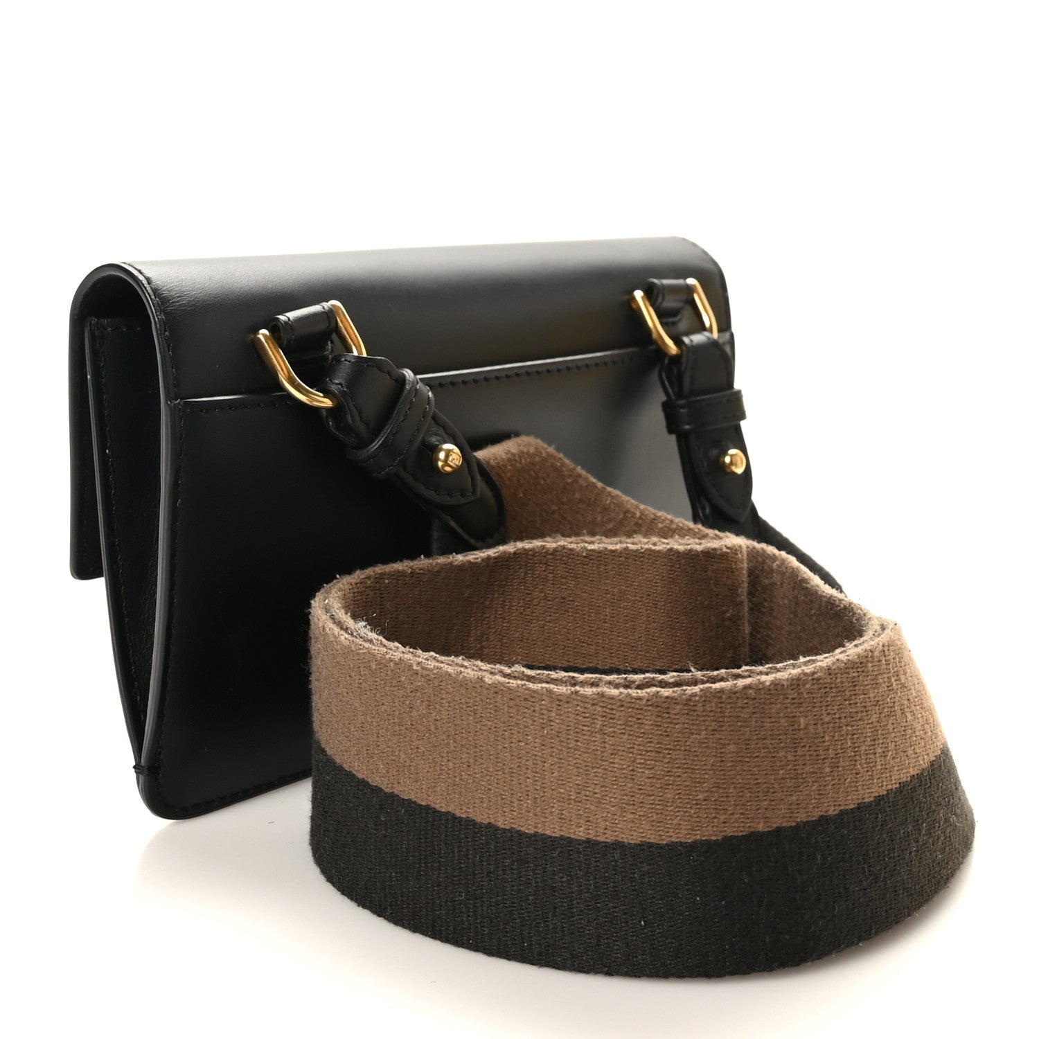 Fendi Vitello King Mini Flat Baguette Black 3 of 10