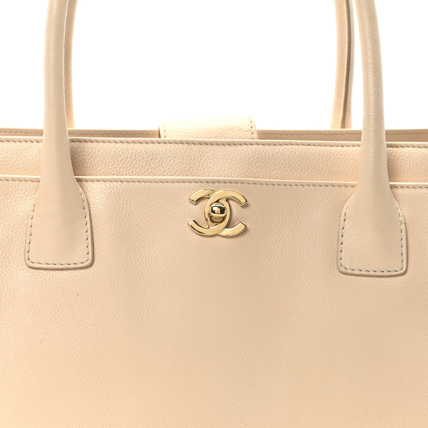 Calfskin Cerf Executive Shopper Tote Beige Clair