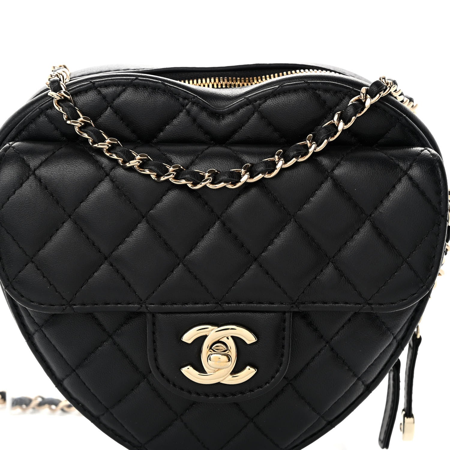 Chanel Lambskin Quilted CC In Love Heart Bag Black 8 of 10