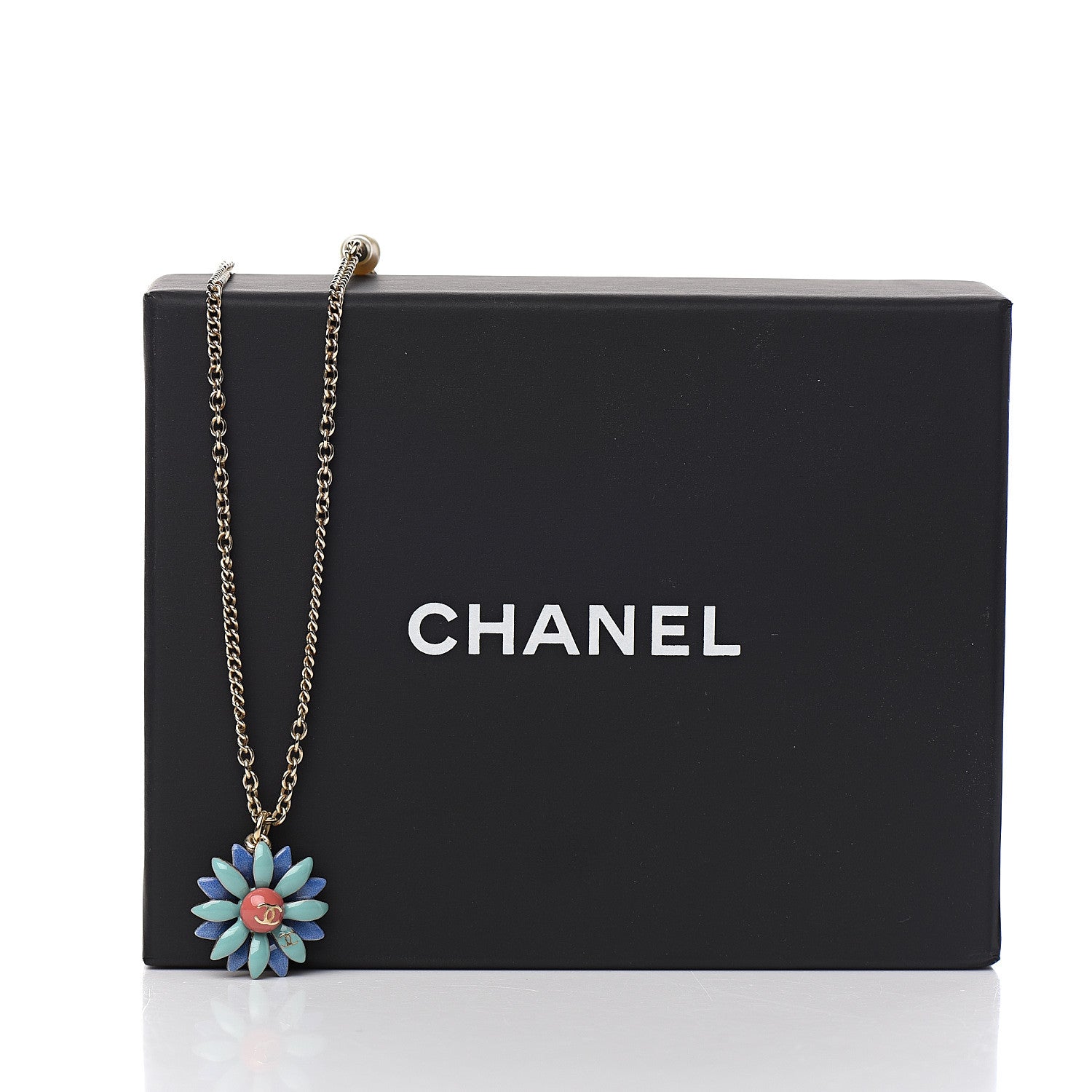 Chanel Enamel CC Flower Pendant Necklace Gold Multicolor 4 of 4