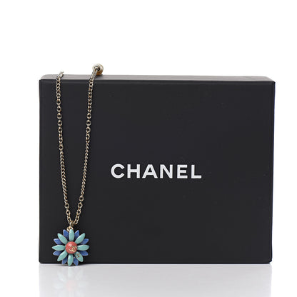 Chanel Enamel CC Flower Pendant Necklace Gold Multicolor 4 of 4