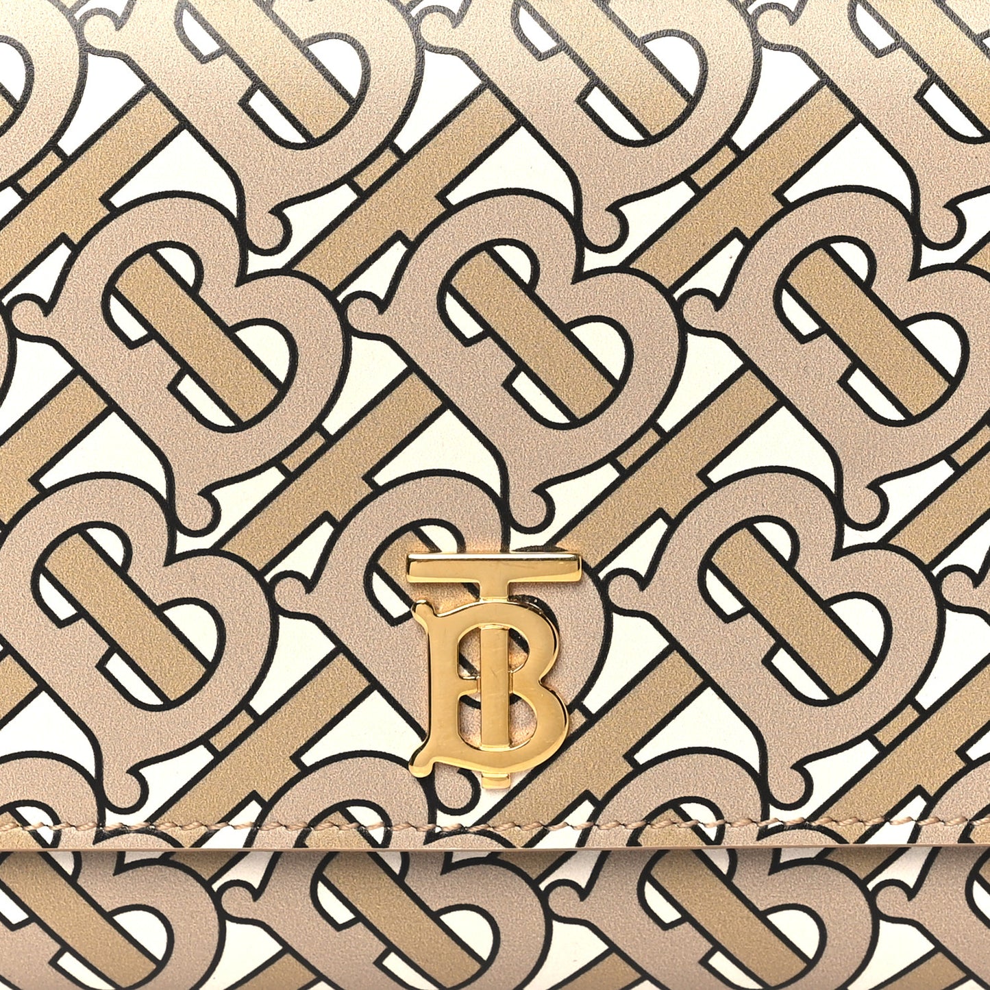 Calfskin Monogram TB Hazelmere Wallet With Detachable Strap Beige