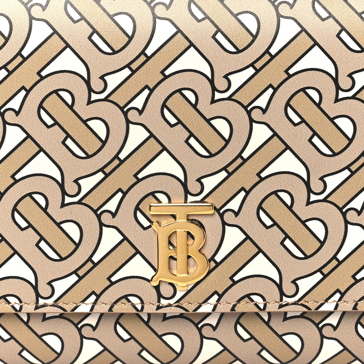 Burberry Calfskin Monogram TB Hazelmere Wallet With Detachable Strap Beige 9 of 12
