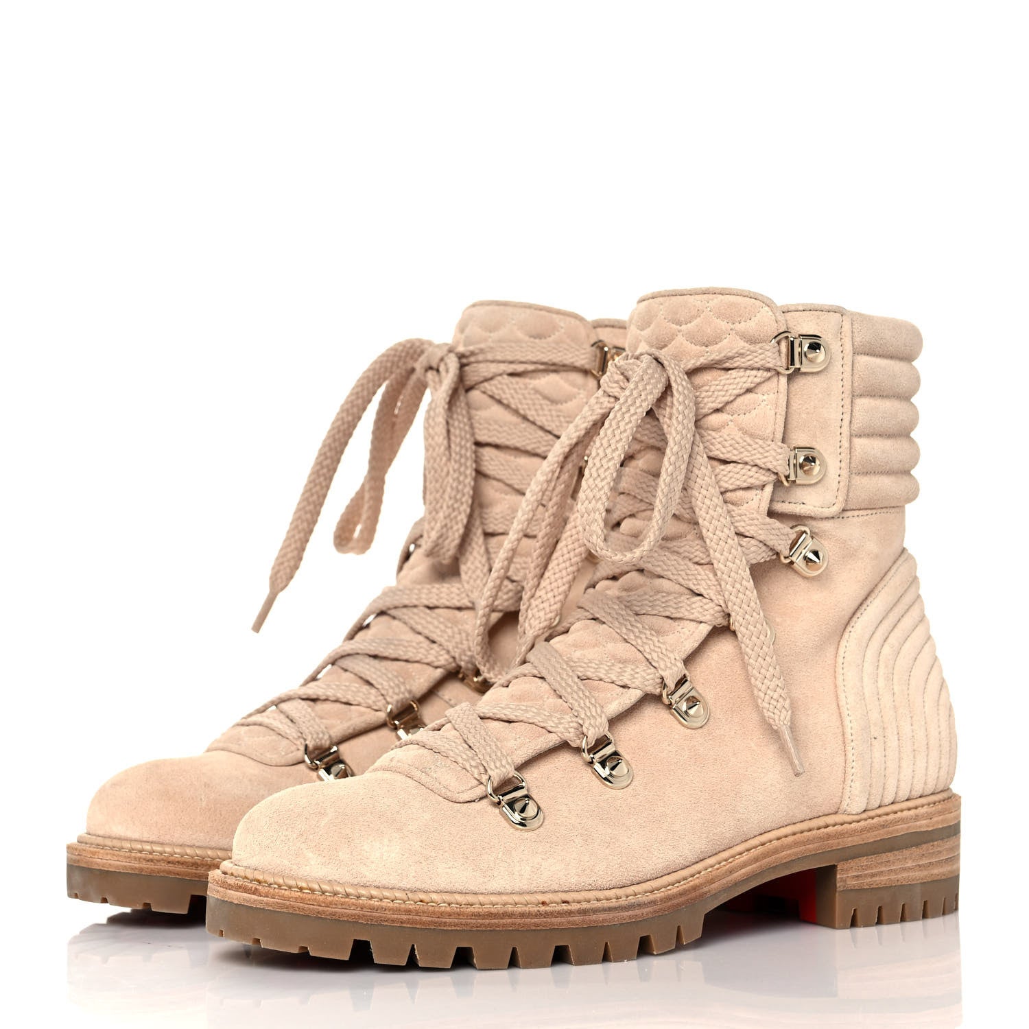 Christian Louboutin Suede Flat Hiking Boots 36.5 Beige 3 of 7