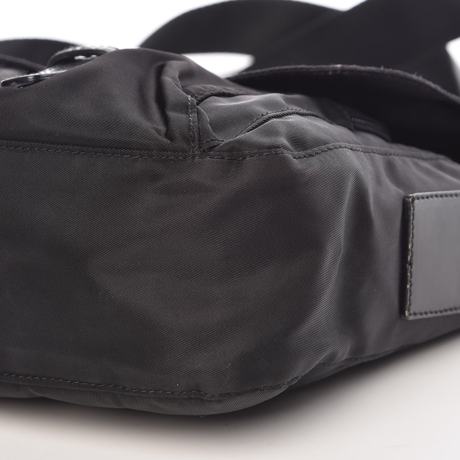 Prada Tessuto Nylon Single Buckle Messenger Bag Black 9 of 9