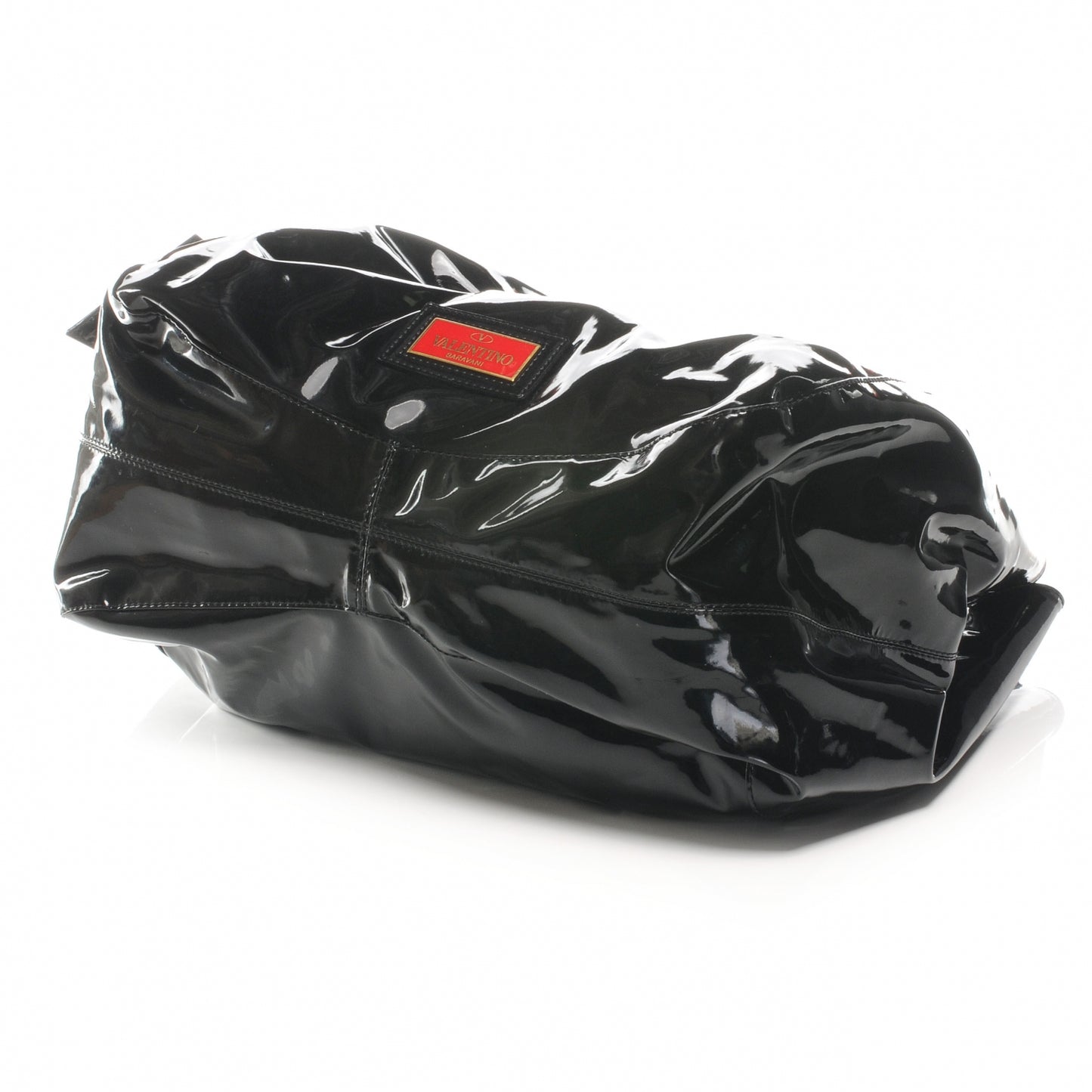 Patent Lacca Large Nuage Bow Hobo Black