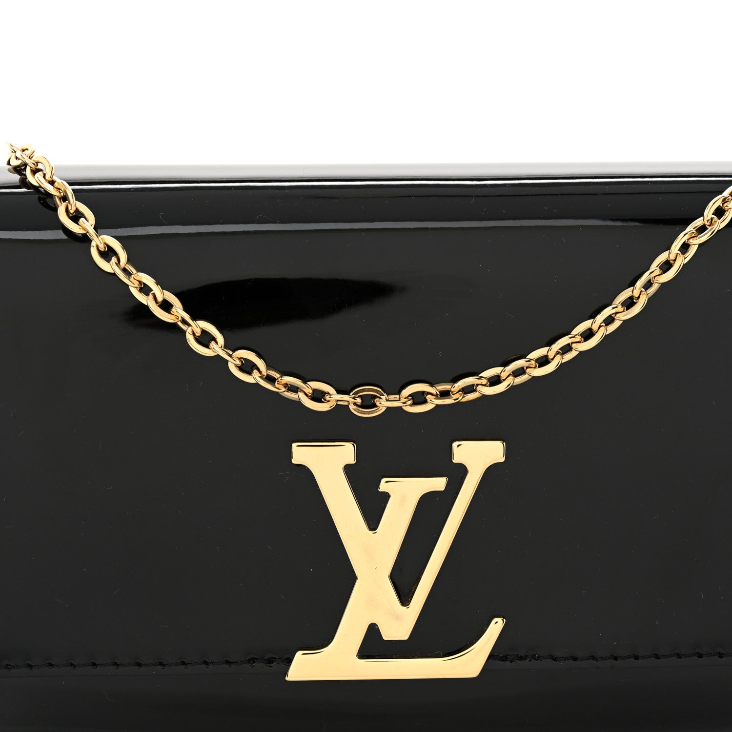 Louis Vuitton Patent Louise PM Chain Clutch Black 8 of 10
