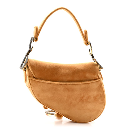 Christian Dior Velvet Crystal Mini Saddle Bag Tan 3 of 10