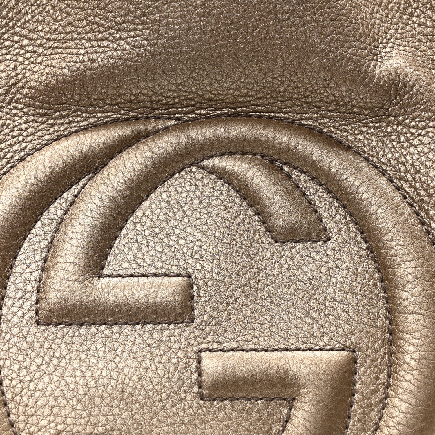 Gucci Metallic Pebbled Calfskin Medium Soho Chain Shoulder Bag Golden Beige 8 of 10