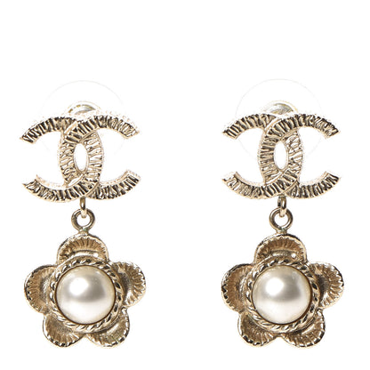 Chanel Pearl CC Camellia Earrings Gold 1 of 5