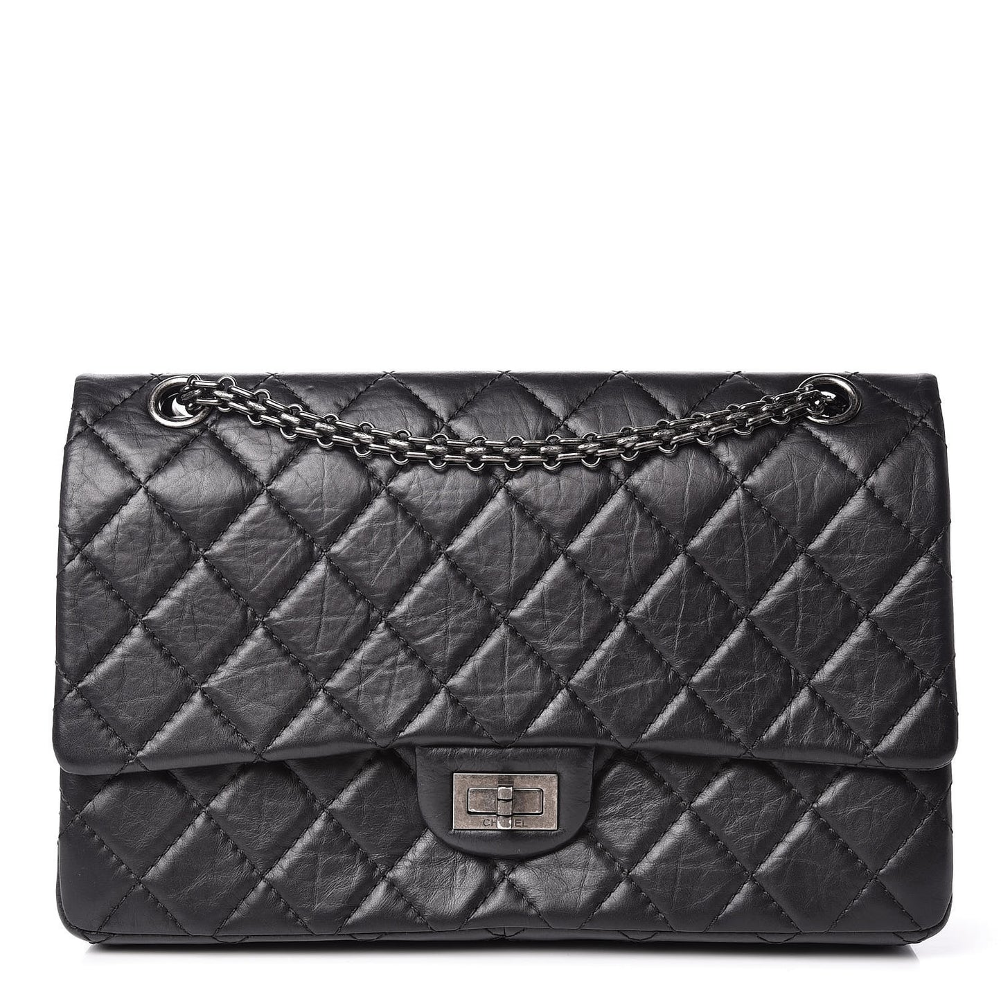 Aged Calfskin Quilted 2.55 Reissue 226 Flap Black