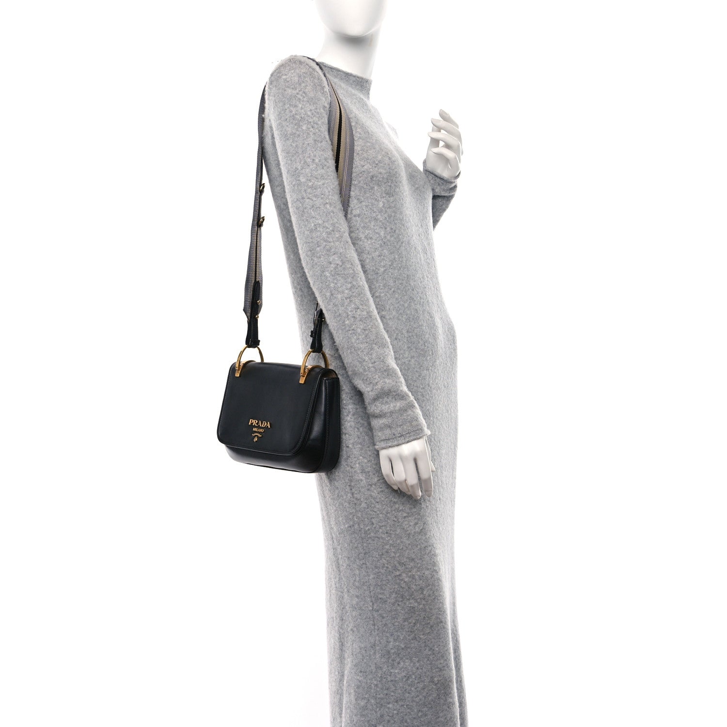 Prada City Calf Pionniere Saddle Bag Black 3 of 8