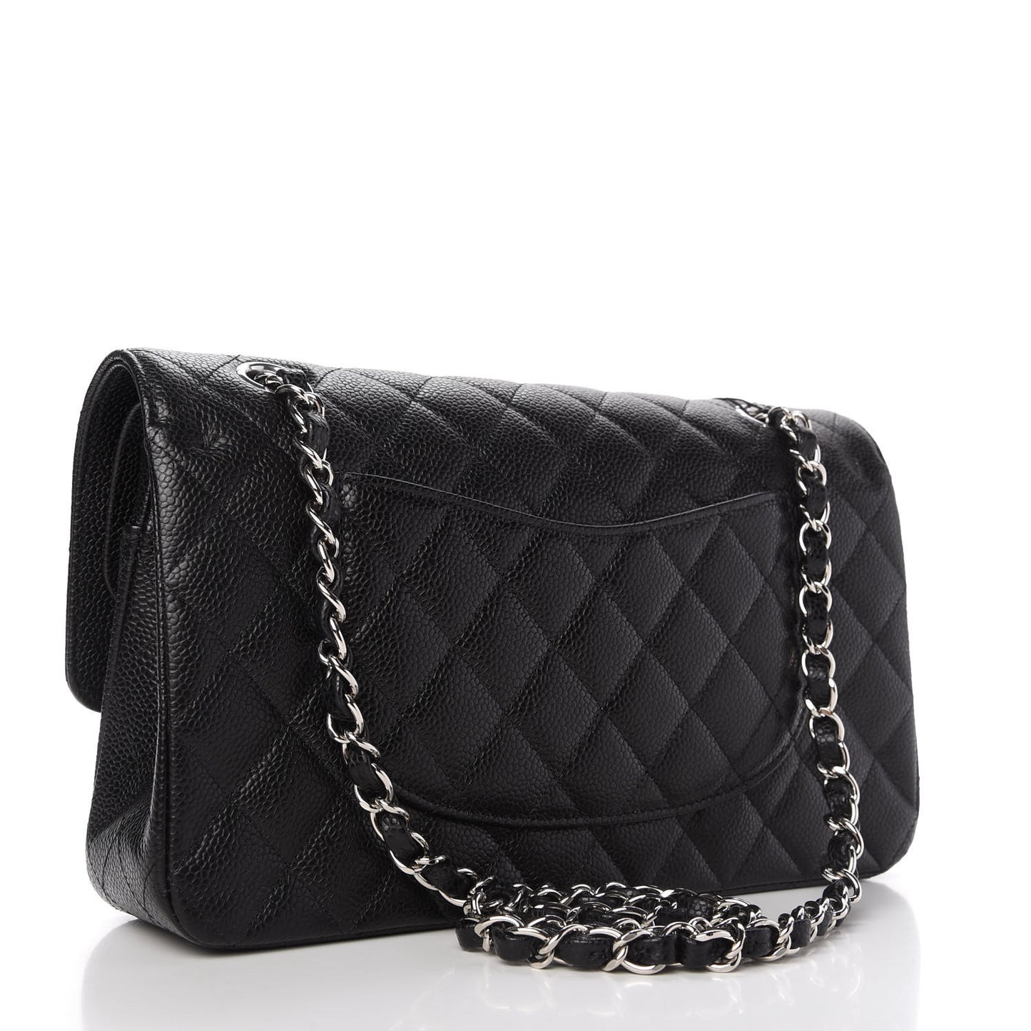 Caviar Quilted Medium Double Flap Black