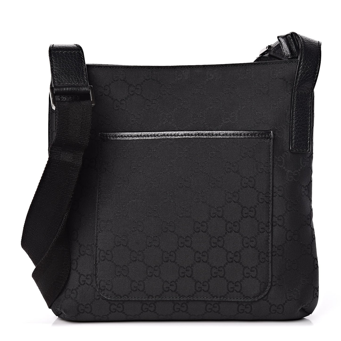 Nylon Monogram Flat Messenger Bag Black