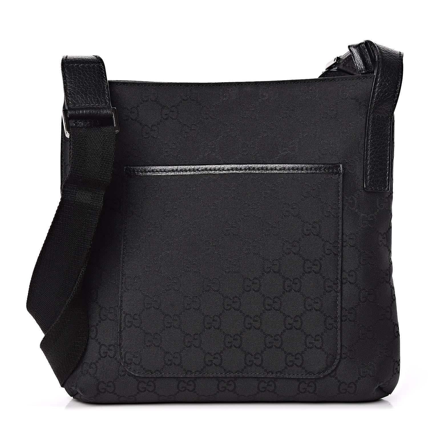 Gucci Nylon Monogram Flat Messenger Bag Black 1 of 12