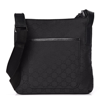 Gucci Nylon Monogram Flat Messenger Bag Black 1 of 12