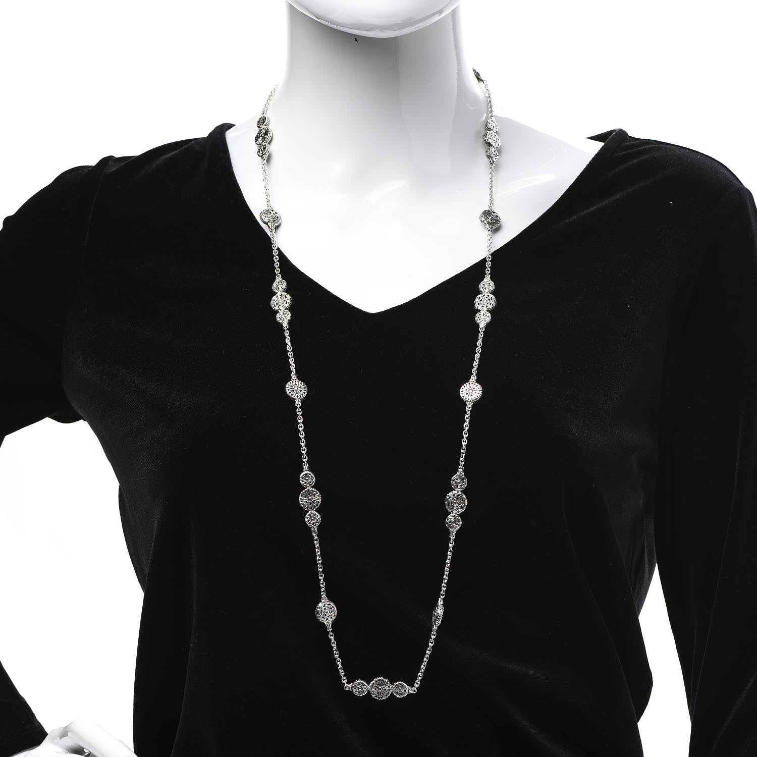 John Hardy Sterling Silver Classic Chain Carved Triple Circle Necklace 2 of 6