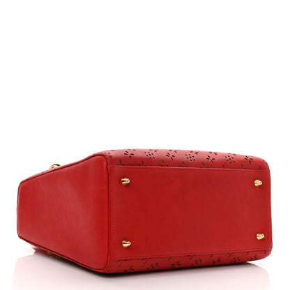 Christian Dior Calfskin Laser Cut Medium Lady Dior Red 4 of 11