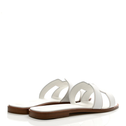 Hermes Box Calfskin Oran Sandals 39.5 White 4 of 9