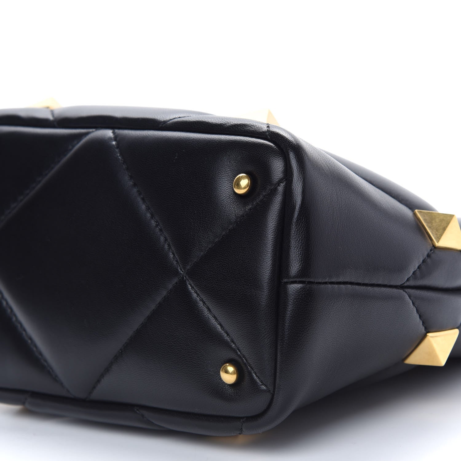 Valentino Garavani Nappa Small Roman Stud The Handle Bag Black 8 of 8