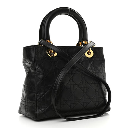 Christian Dior Lambskin Cannage Medium Lady Dior Black 2 of 10