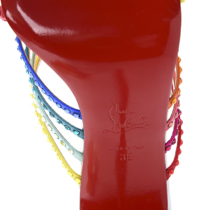 Christian Louboutin Specchio Calfskin Crystal Marthastrass 100 Slide Sandals 39 Silver Multicolor 9 of 10