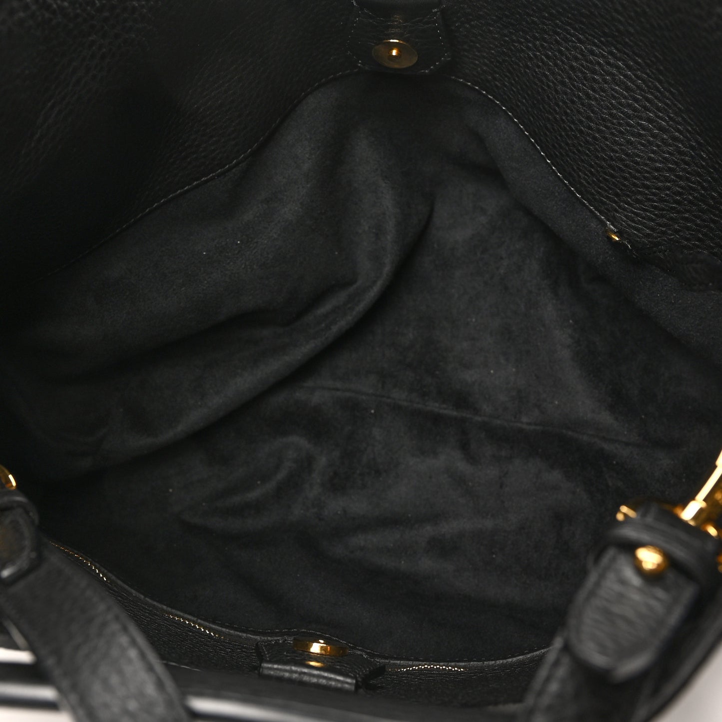 Pebbled Calfskin Alix Padlock Foldover Bag Black