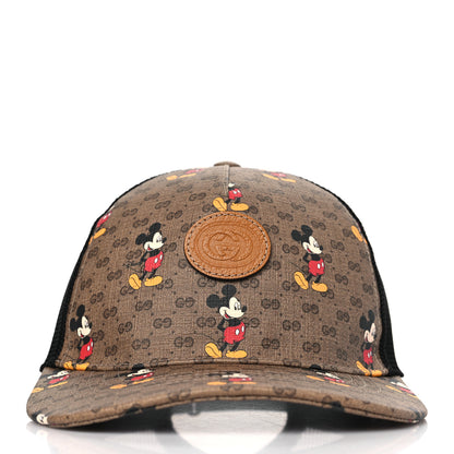 Gucci X DISNEY Mini Vintage GG Supreme Monogram Mickey Mouse Baseball Hat M Beige Vintage Sun Oil 2 of 9