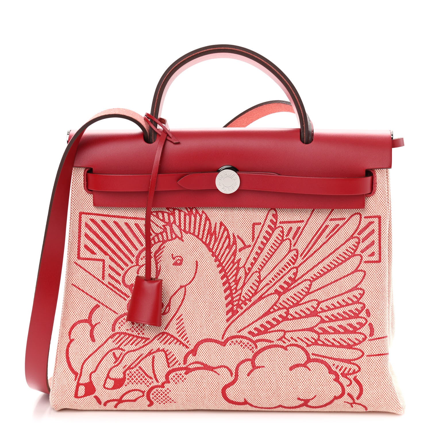 Hermes Vache Hunter Toile Pegase Pop Herbag Zip Retourne 31 PM Rouge Piment 3 of 11