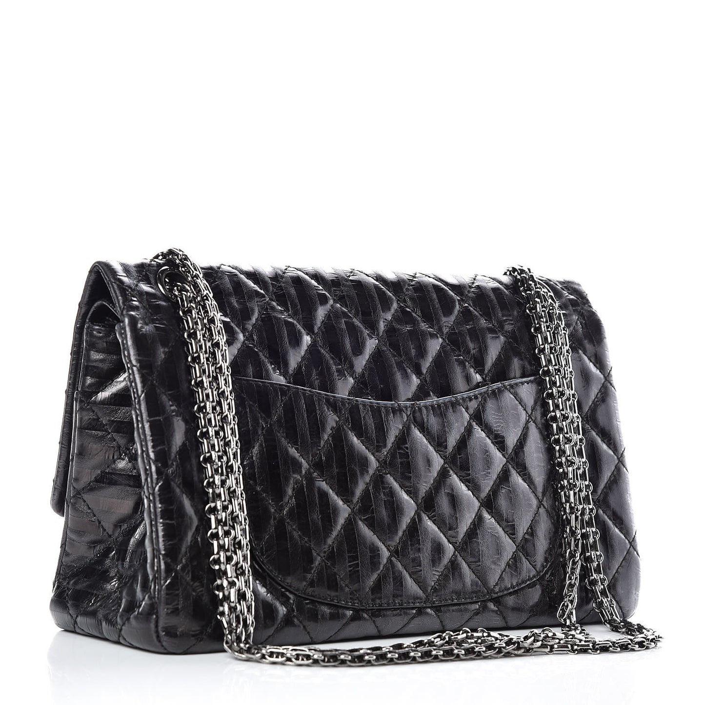 Metallic Calfskin Striped 2.55 Reissue 226 Flap Black