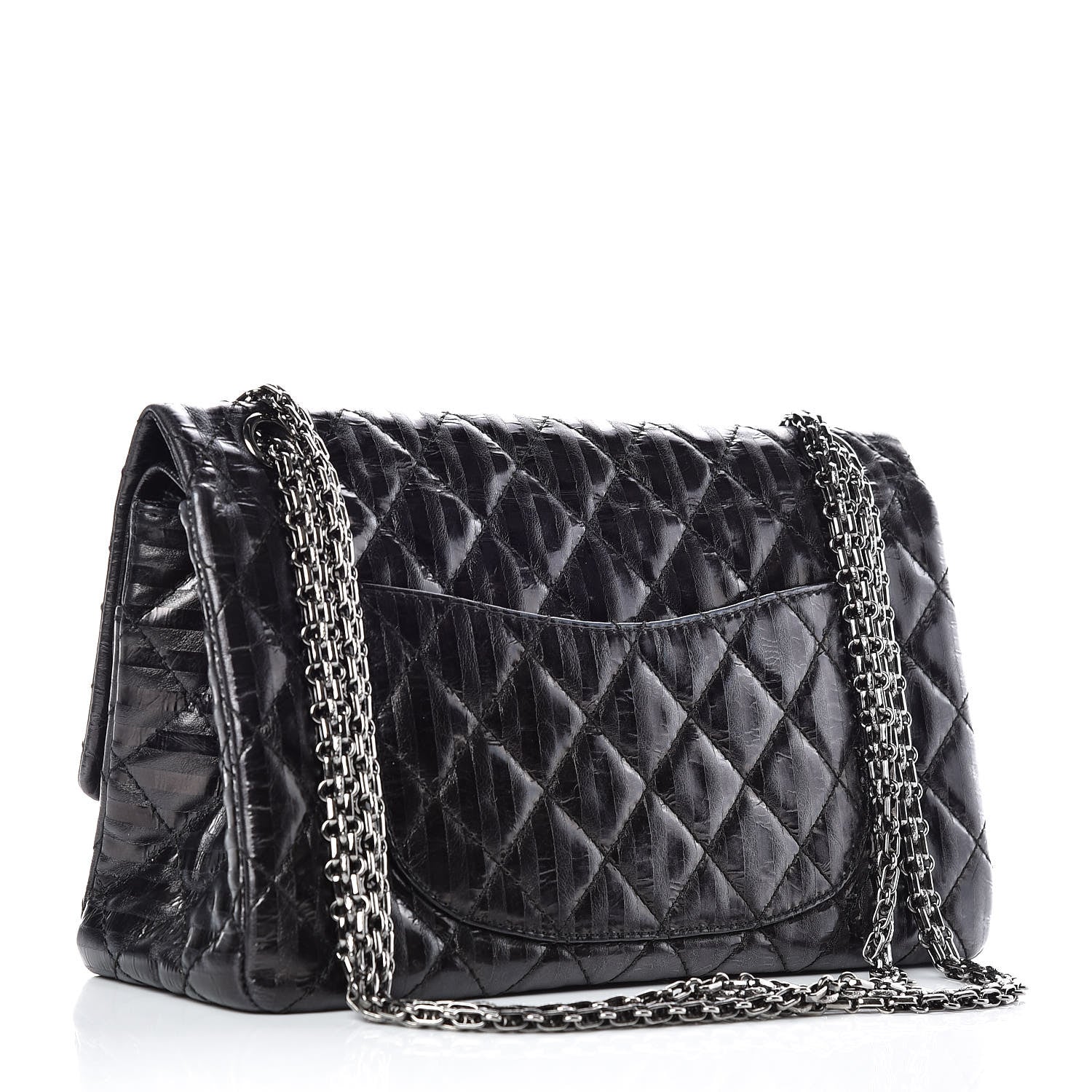 Chanel Metallic Calfskin Striped 2.55 Reissue 226 Flap Black 3 of 11