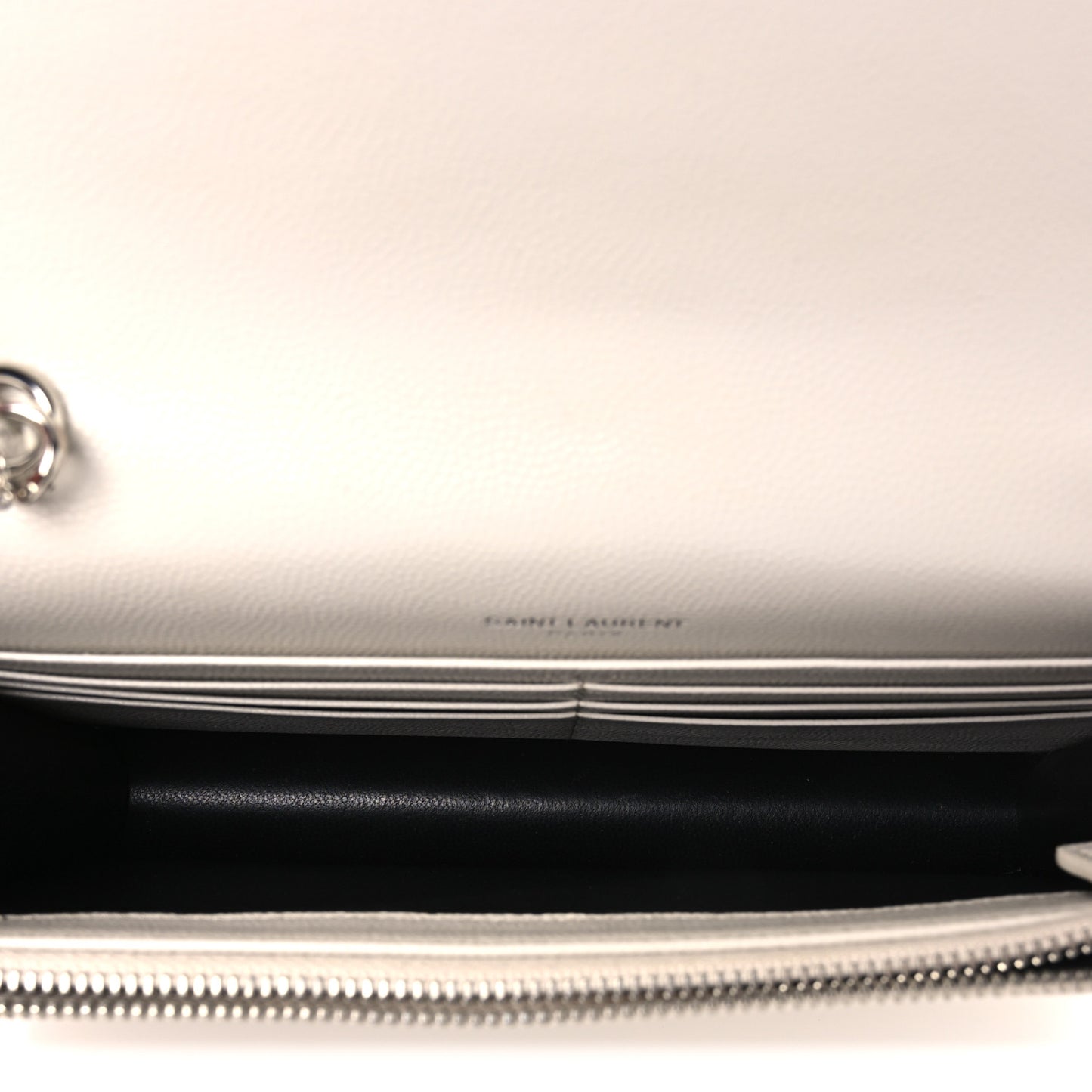 Grain De Poudre Matelasse Chevron Monogram Envelope Chain Wallet Optical White