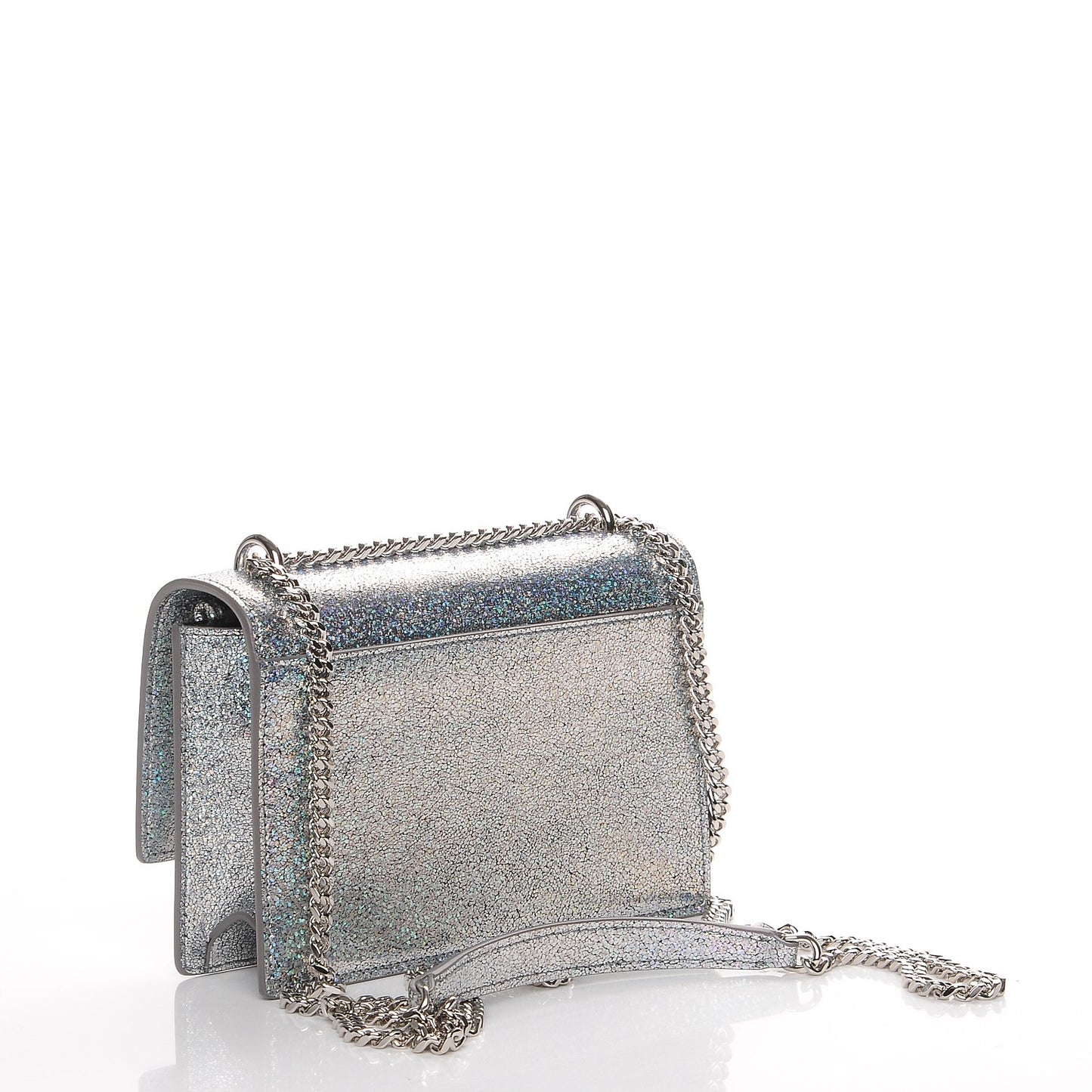 Metallic Crackled Calfskin Monogram Sunset Chain Wallet Star Light