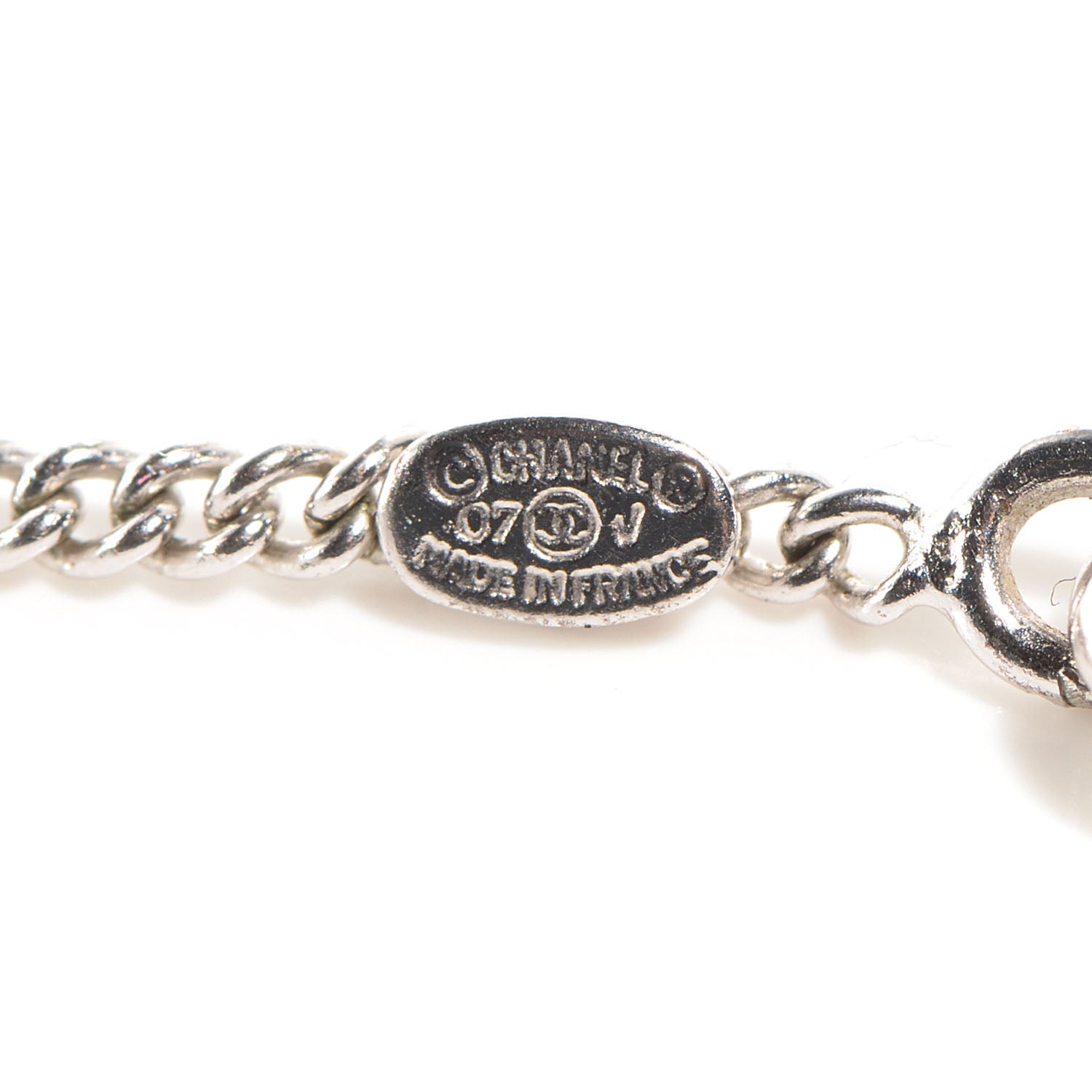 Chanel Crystal CC Timeless Necklace Silver 5 of 5