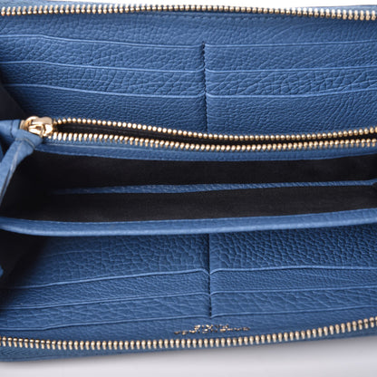 Balenciaga Grained Calfskin Tube Continental Zip Around Wallet Bleu 5 of 11