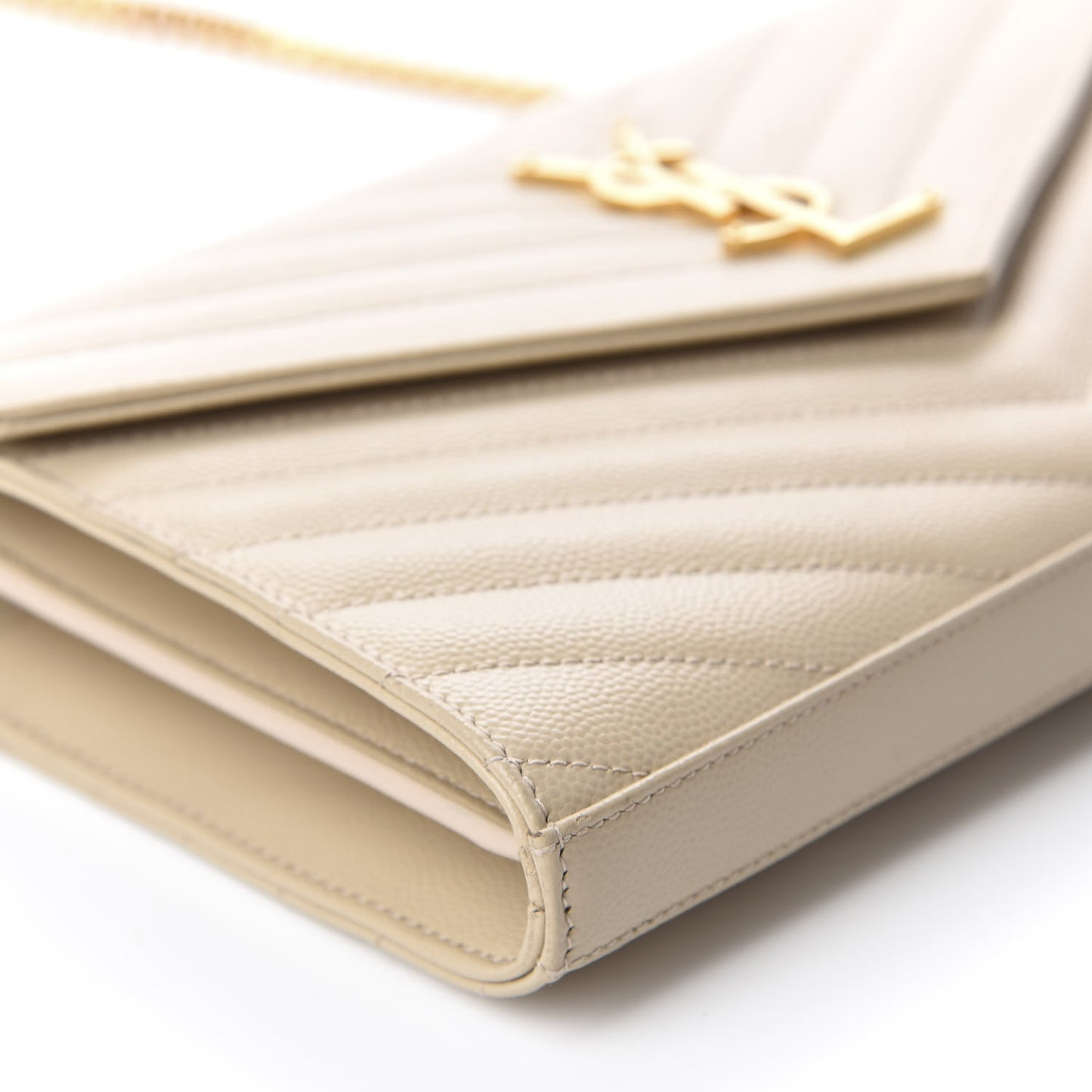 Grain De Poudre Matelasse Chevron Monogram Chain Wallet Nude Powder