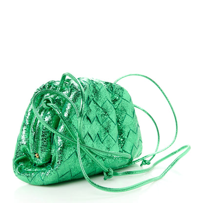 Bottega Veneta Metallic Nappa Intrecciato The Mini Pouch Parakeet 3 of 11