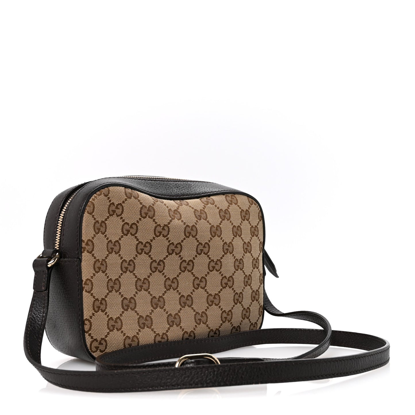 GG Supreme Monogram Web Small Webby Bee Shoulder Bag Dark Brown