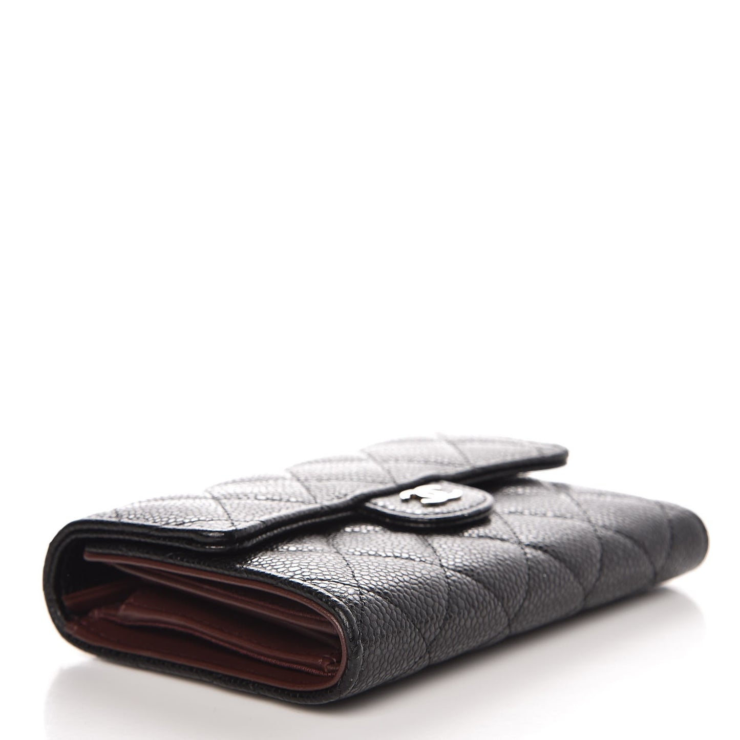 Caviar Quilted Medium Flap Wallet Black