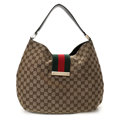 Gucci Monogram Large New Ladies Web Hobo Dark Brown 1 of 12